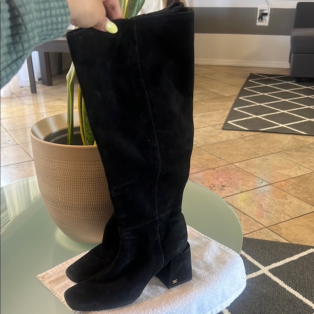 Sam Edelman Black Over the Knee Boots with Suede Finish